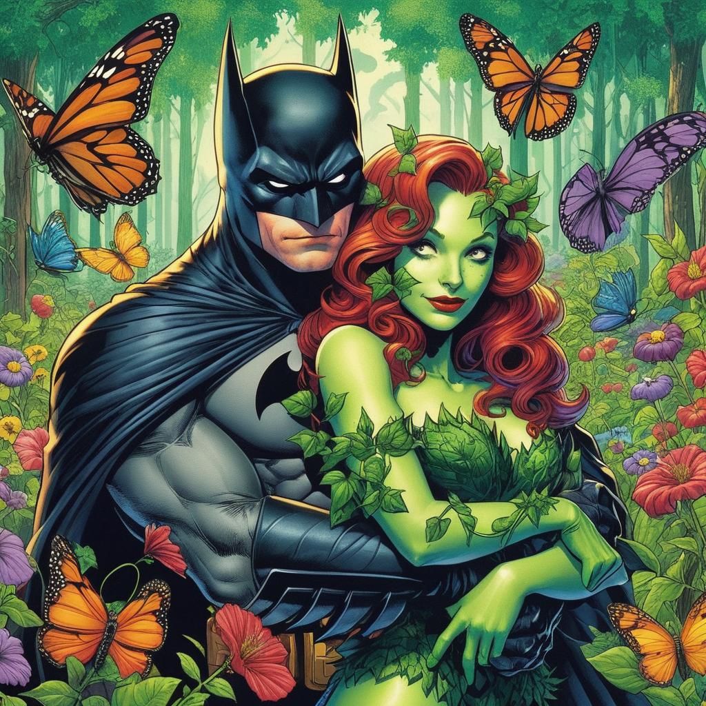 Batman and Poison Ivy Hugging