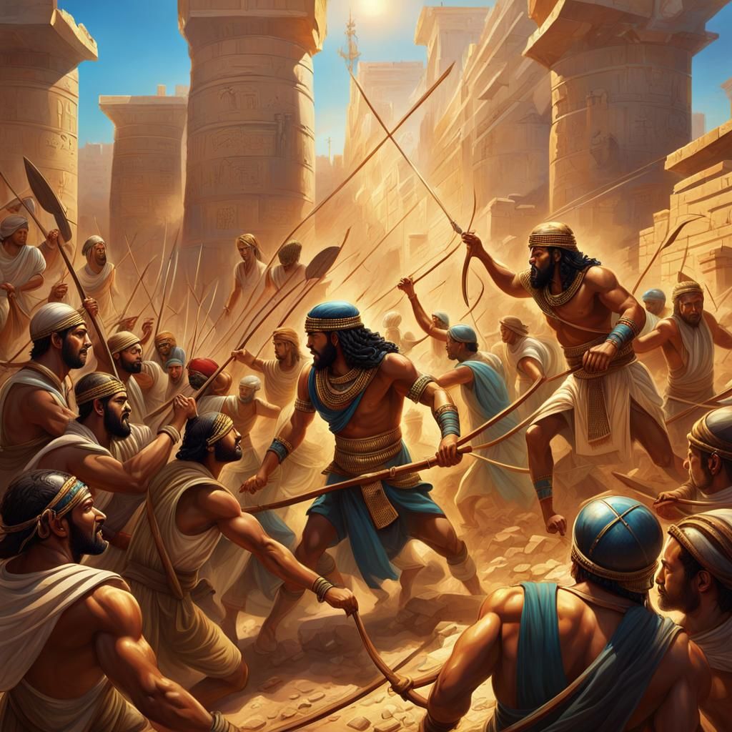 Egyptian Slavers Beating Workers: Biblical Style