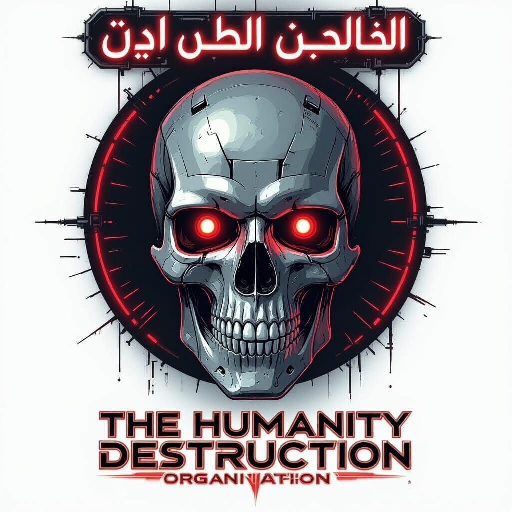 Cyborg Skull Logo in Cyberpunk Style