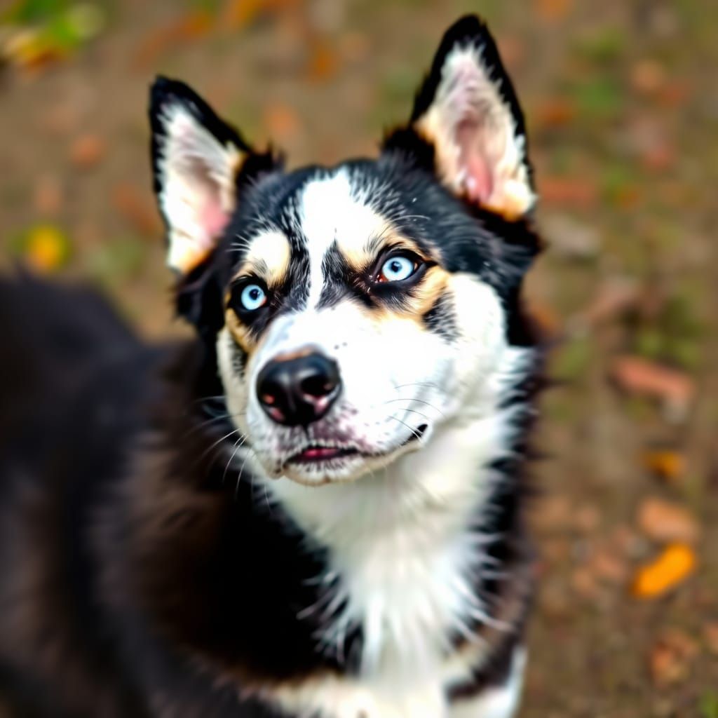 Sleek Husky in Monochromatic Beauty with Crystal Blue Eyes
