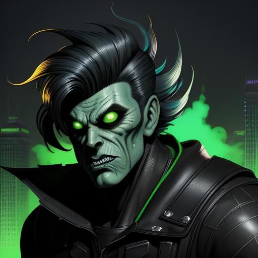 Rockabilly Punk Monster in Comic Book Style