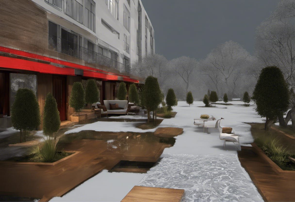 Village Square At Winter Thaw