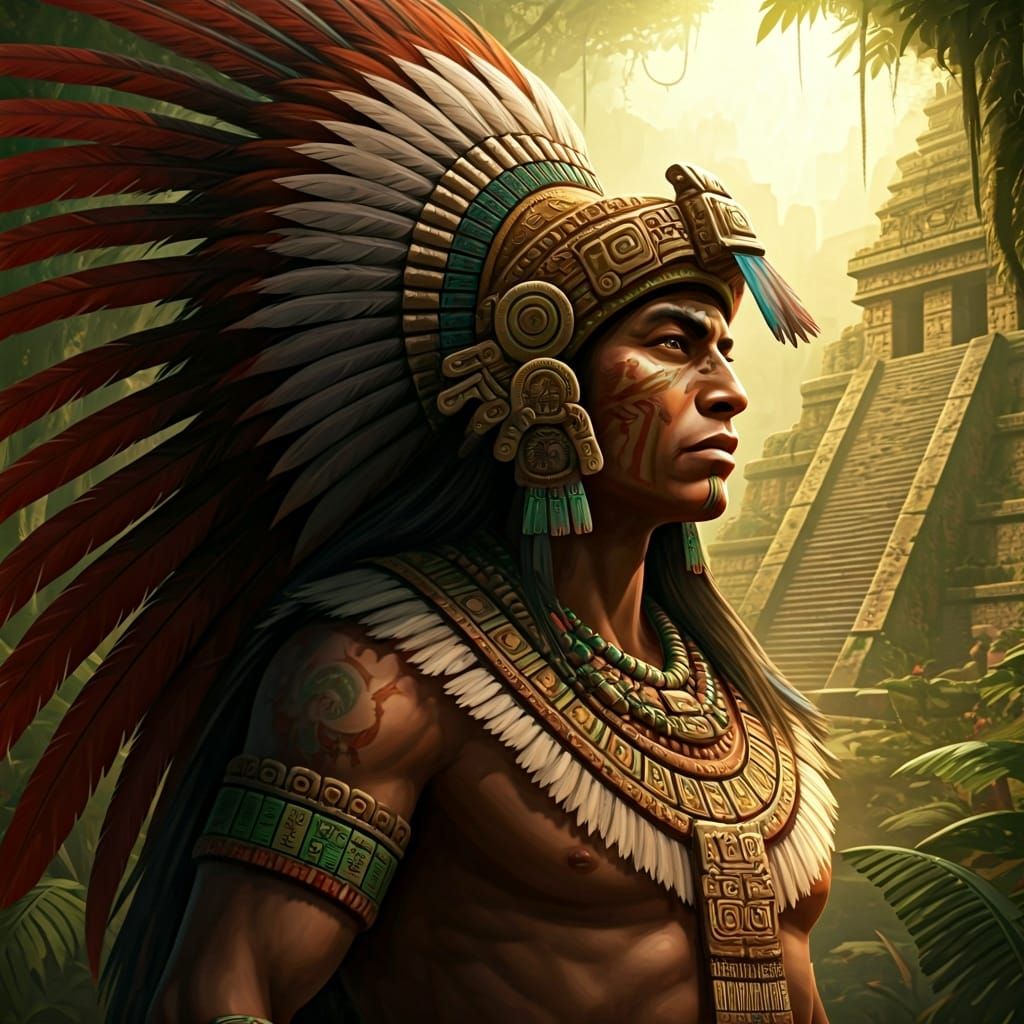 Hyperrealistic Maya Warrior in Jungle City