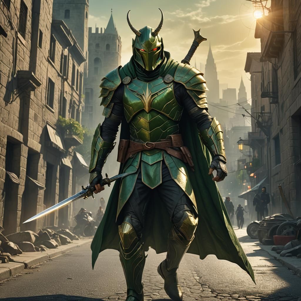 Warrior Versus Giant Grasshopper: Realistic Fantasy Art