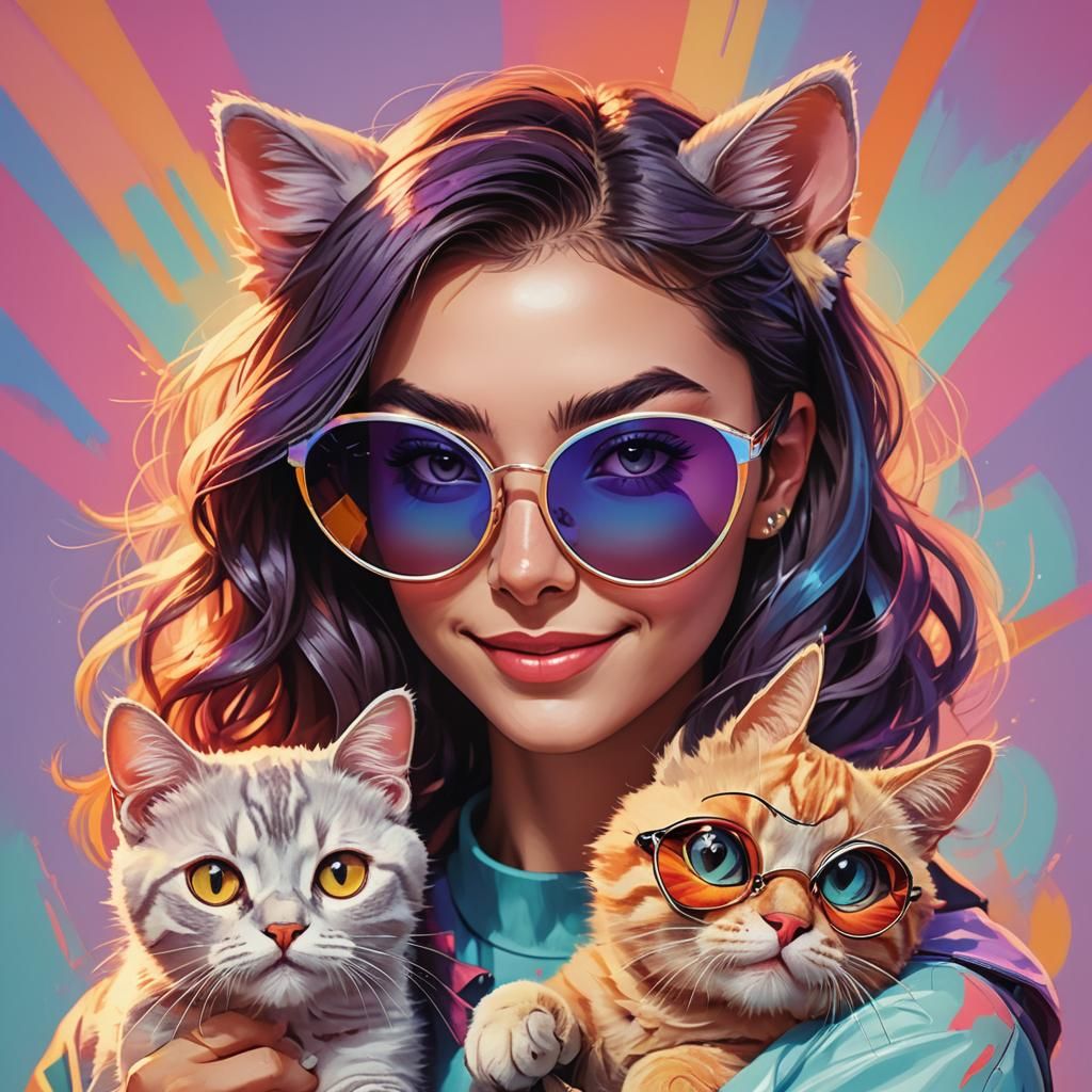 Girl with Sunglasses in Fantasy Pop Art Style