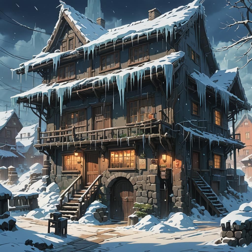 Icy Tavern in Anime Key Visual Style