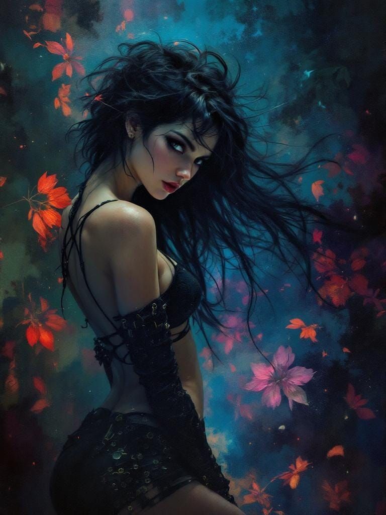 Edgy Punk Rocker in Art Nouveau Style