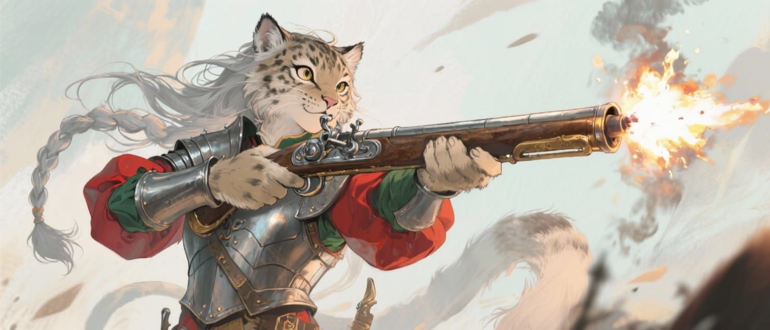Anime Lynx Conquistador Aims Flintlock Musket