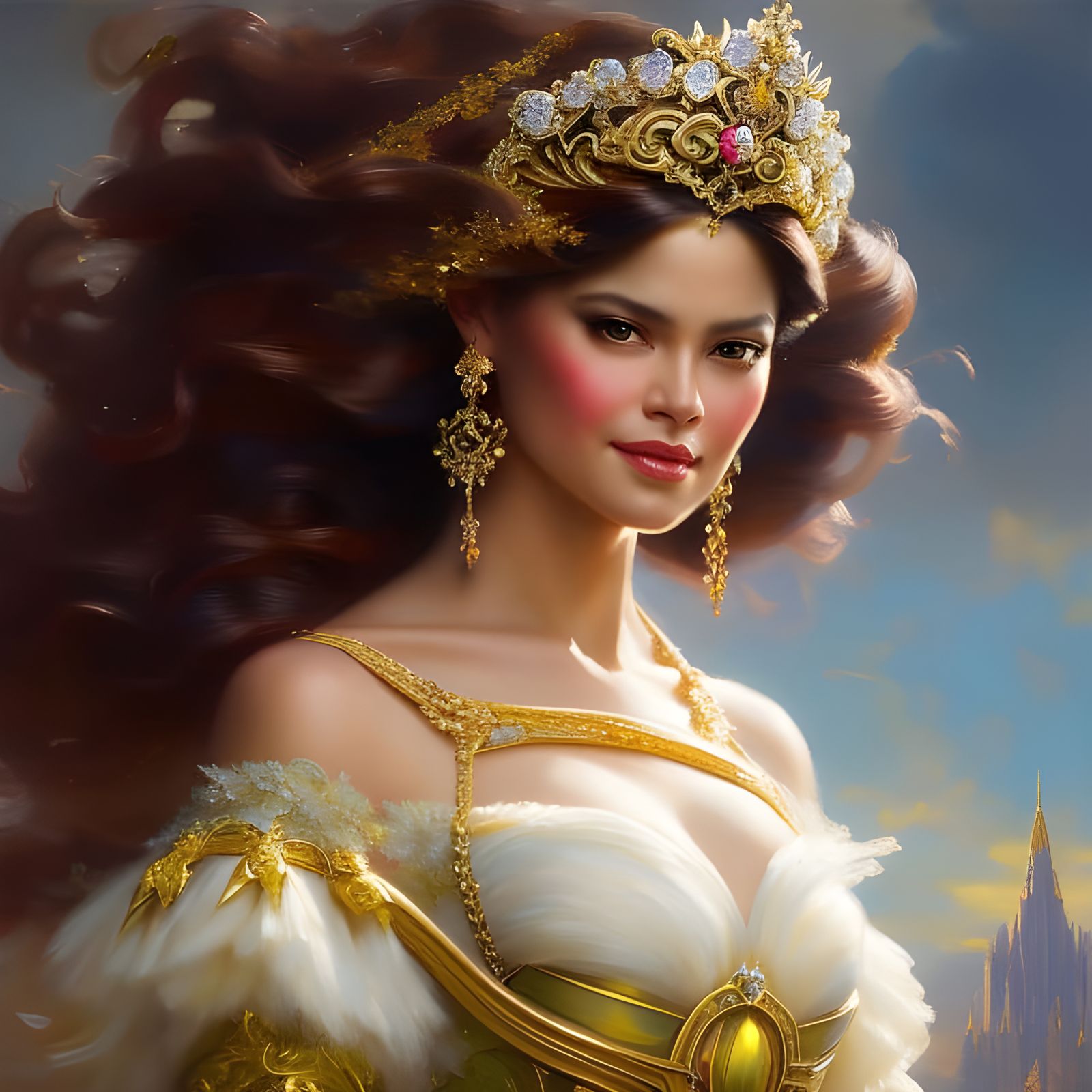 Confident Princess Tiana Portrait in Fantasy Art Style
