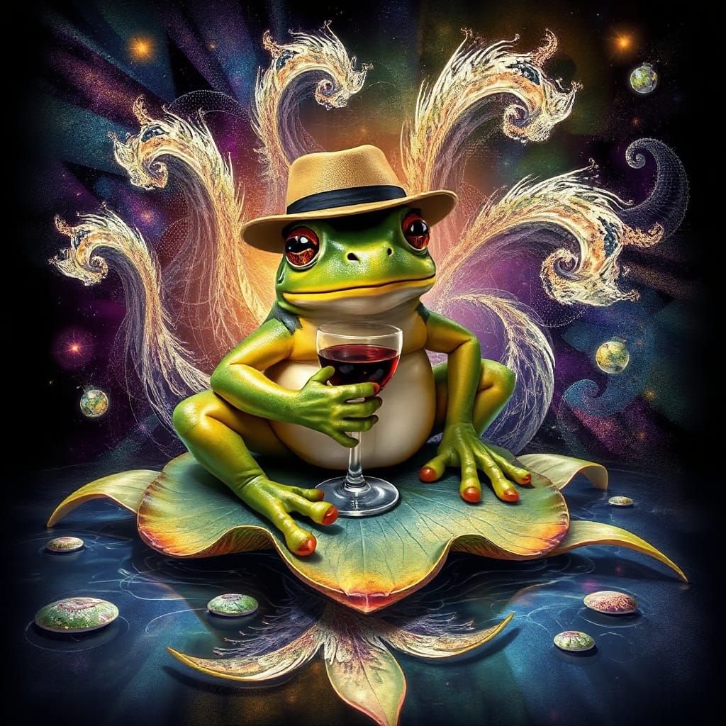 Charismatic Bullfrog in Vibrant Cosmic Environment