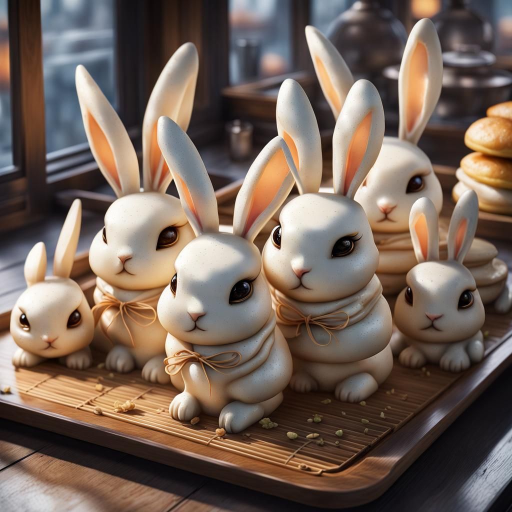 Rabbit Bao Buns on Japanese Food Stand