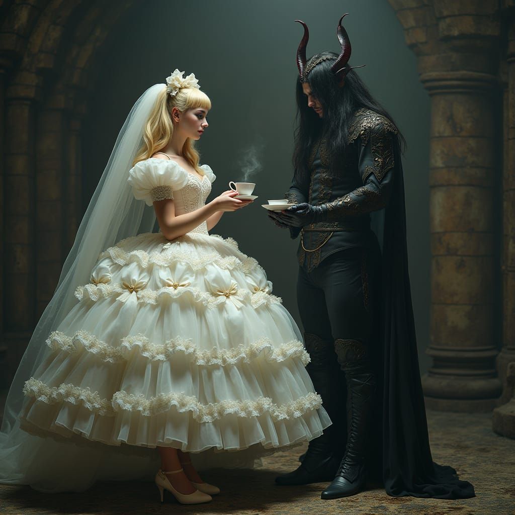 Sissy Princess Serves Tea to Dark Demon King in Gothic Castl...
