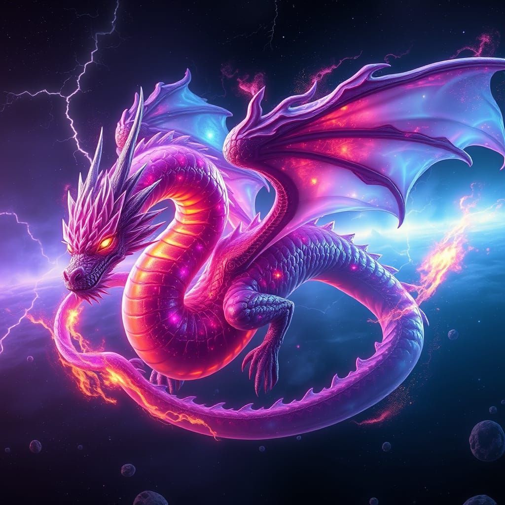 Cosmic Dragon in Swirling Nebulae