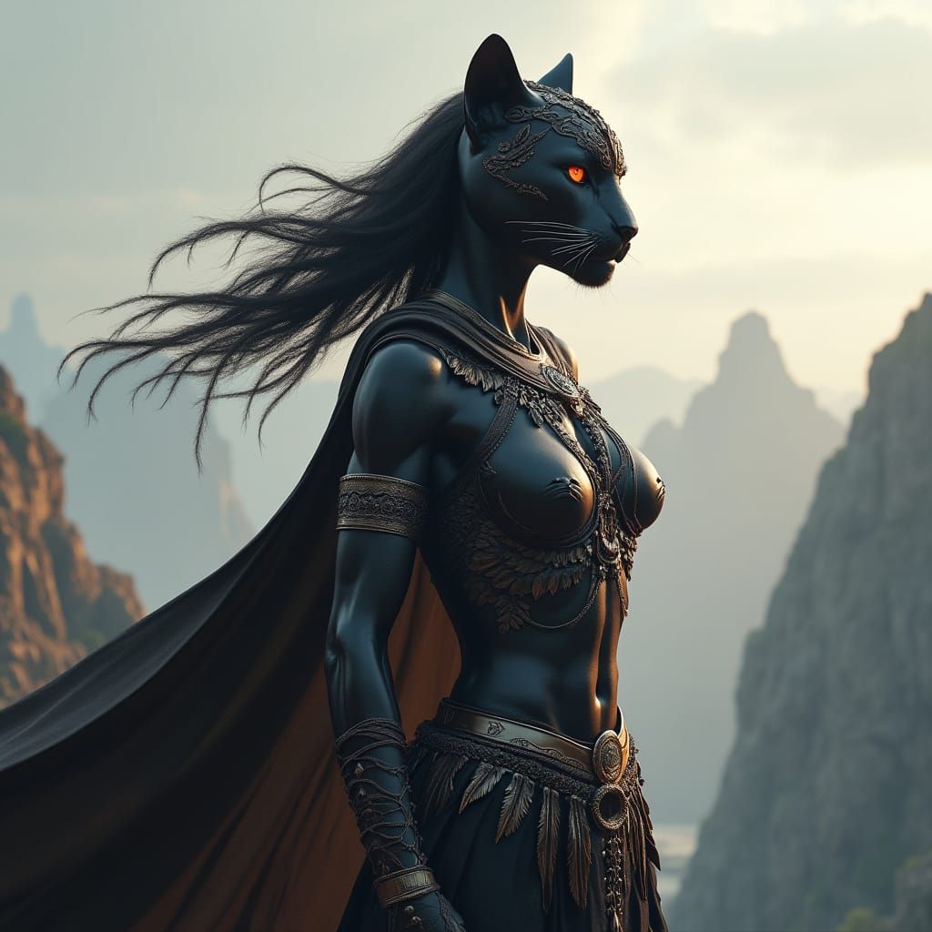 Black Panther Warrior in 3D Cinematic Style