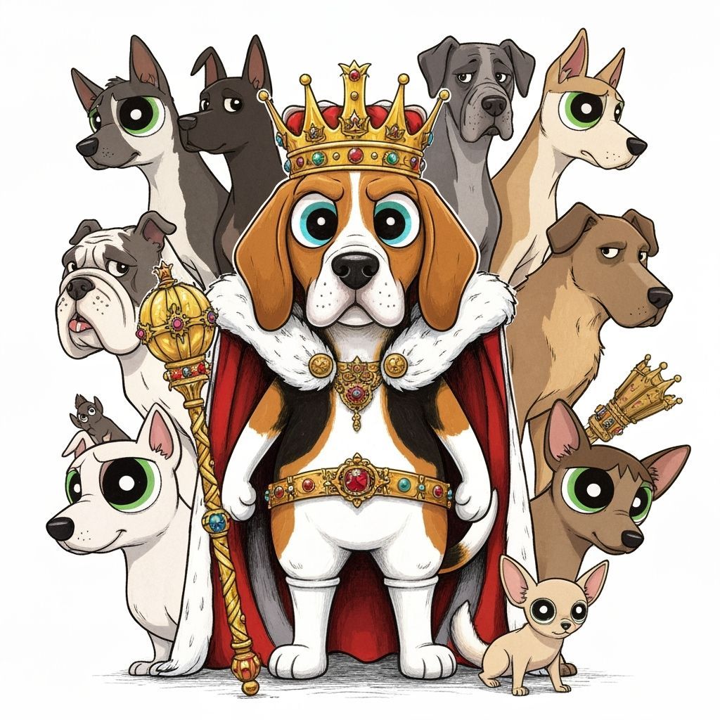 Goofy Beagle Crowned King in Powerpuff Girls Style