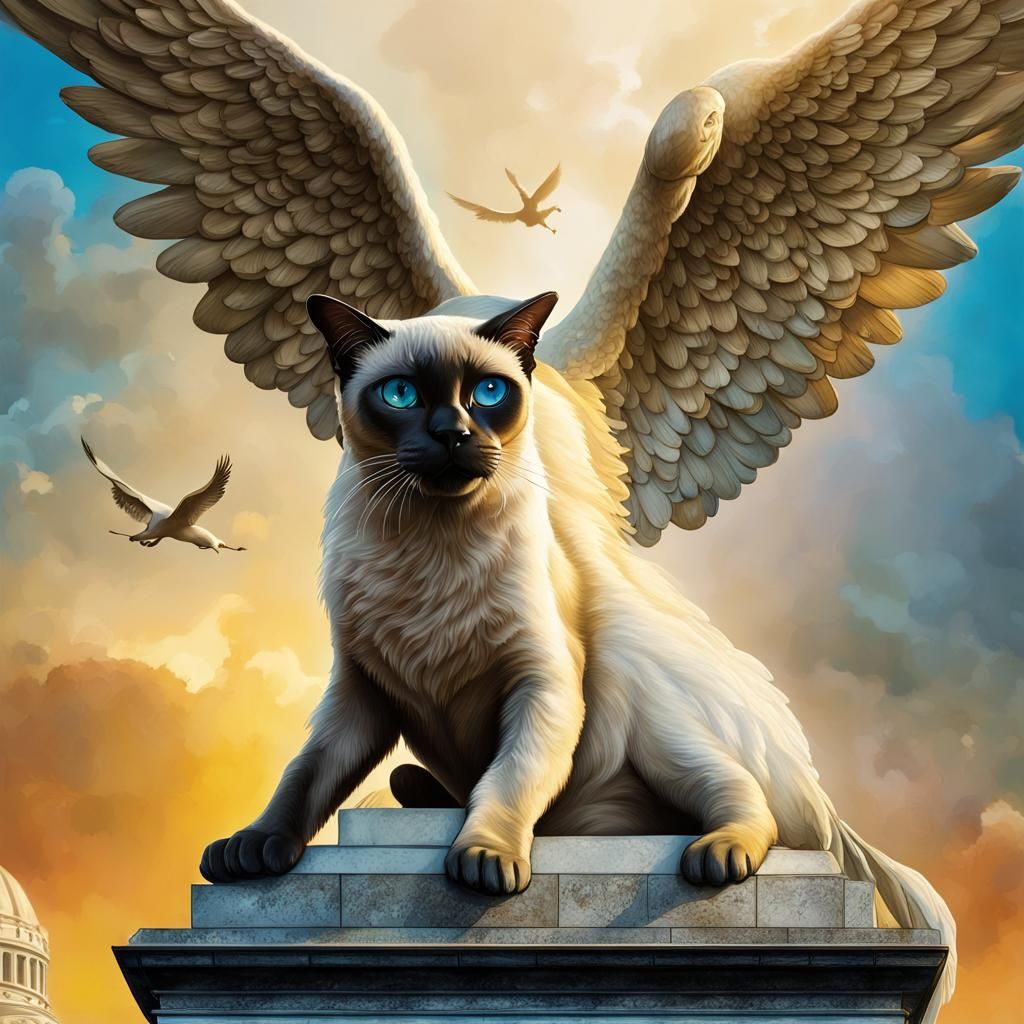 Siamese Angel in Rio: Hyperrealistic Splash Art