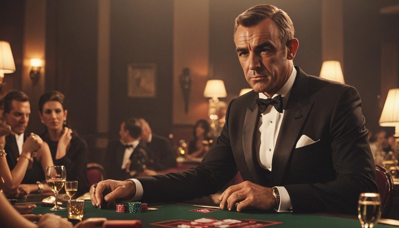 James Bond Casino Scene in Cinematic Style