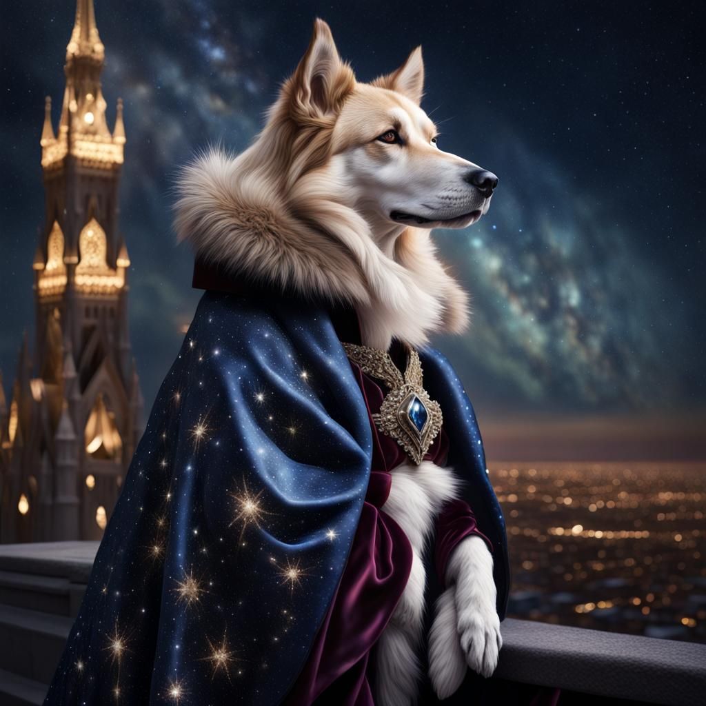 Regal Diamond Canine in Starry Fantasy Art