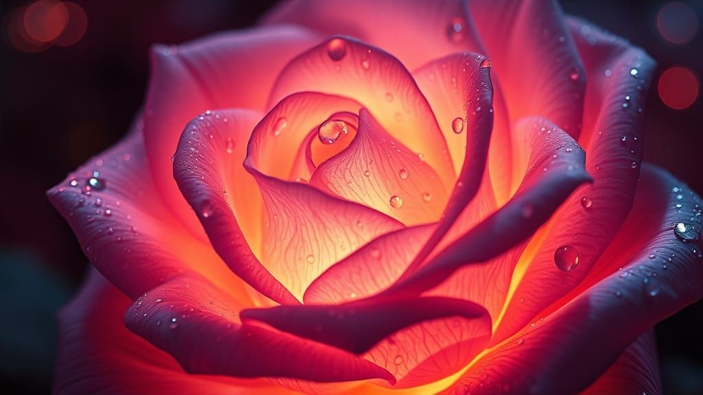 Glowing Crystal Rose Close-Up: Hyper-Realistic Digital Art