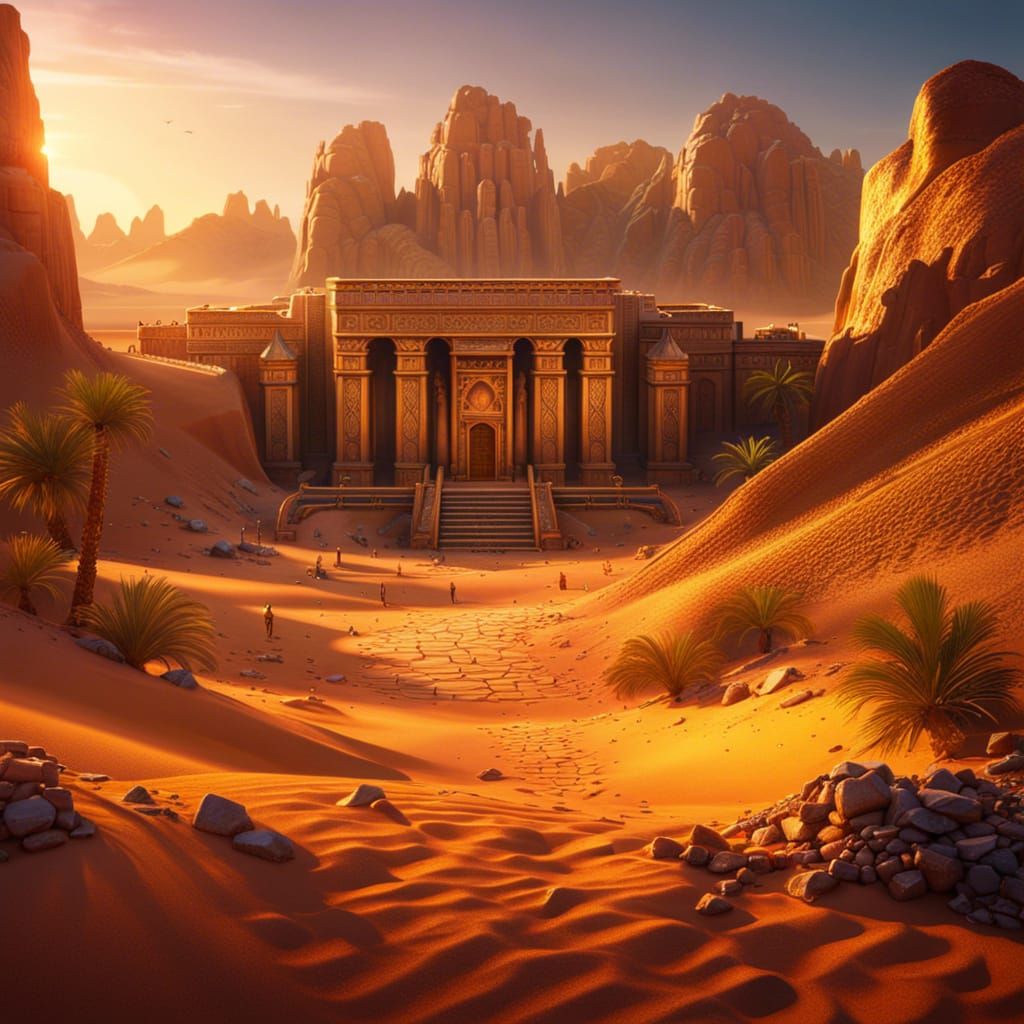 Desert Archaeological Dig Site at Dawn