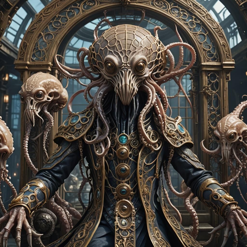 Octopus Alien Ambassador Observes Caged Humans