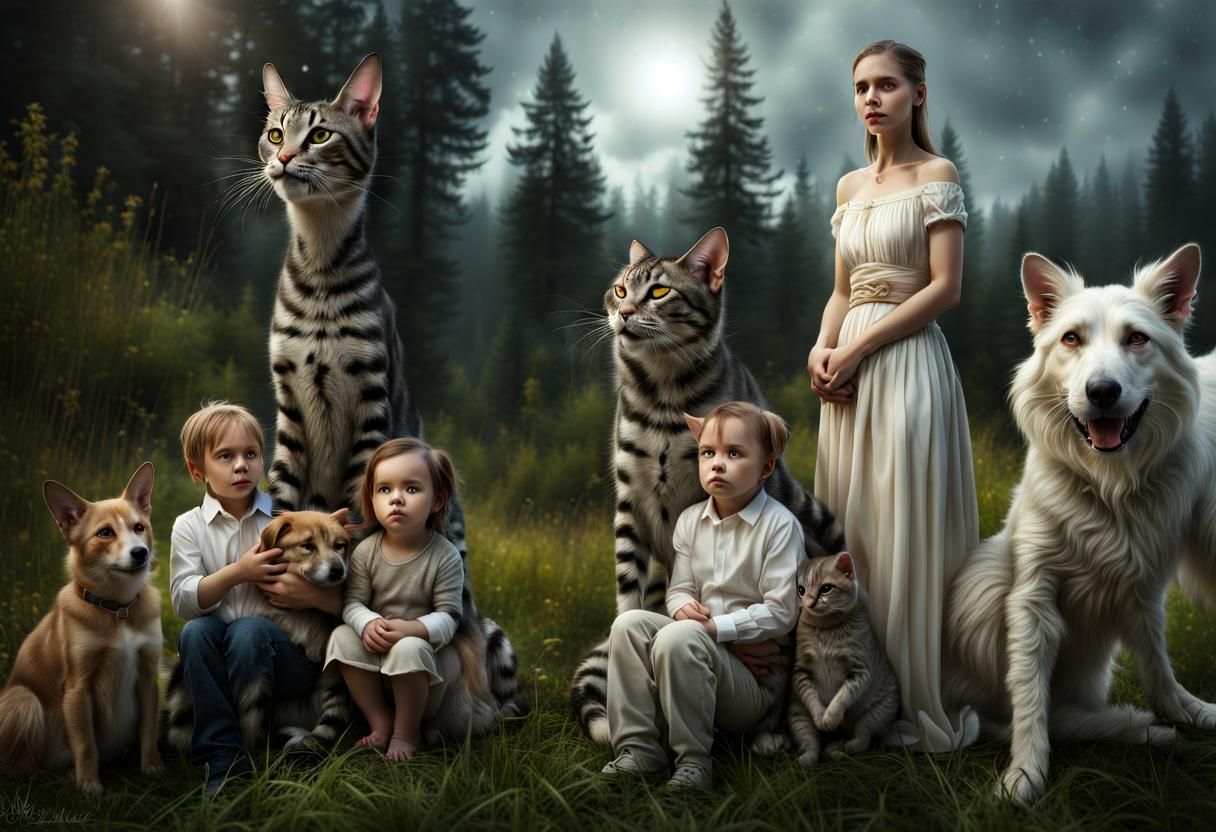 Exotic Family Portrait: Aliens, Pets, and Joyful Grace