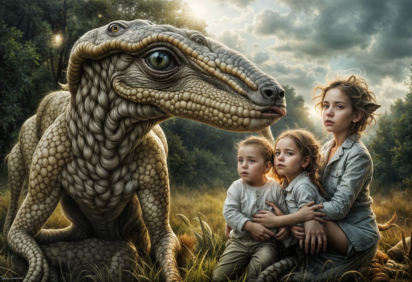 Alien Protector: A Photorealistic Scene of Joy