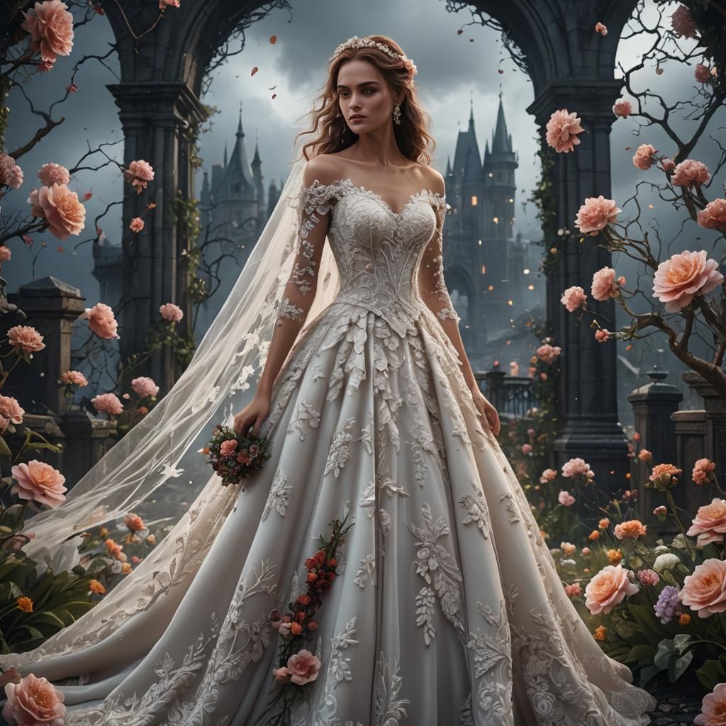 Stormy Bride in Lace Gown: Fantasy Concept Art
