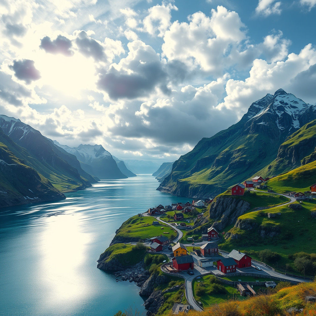 Norway Landscape in Street Art Style