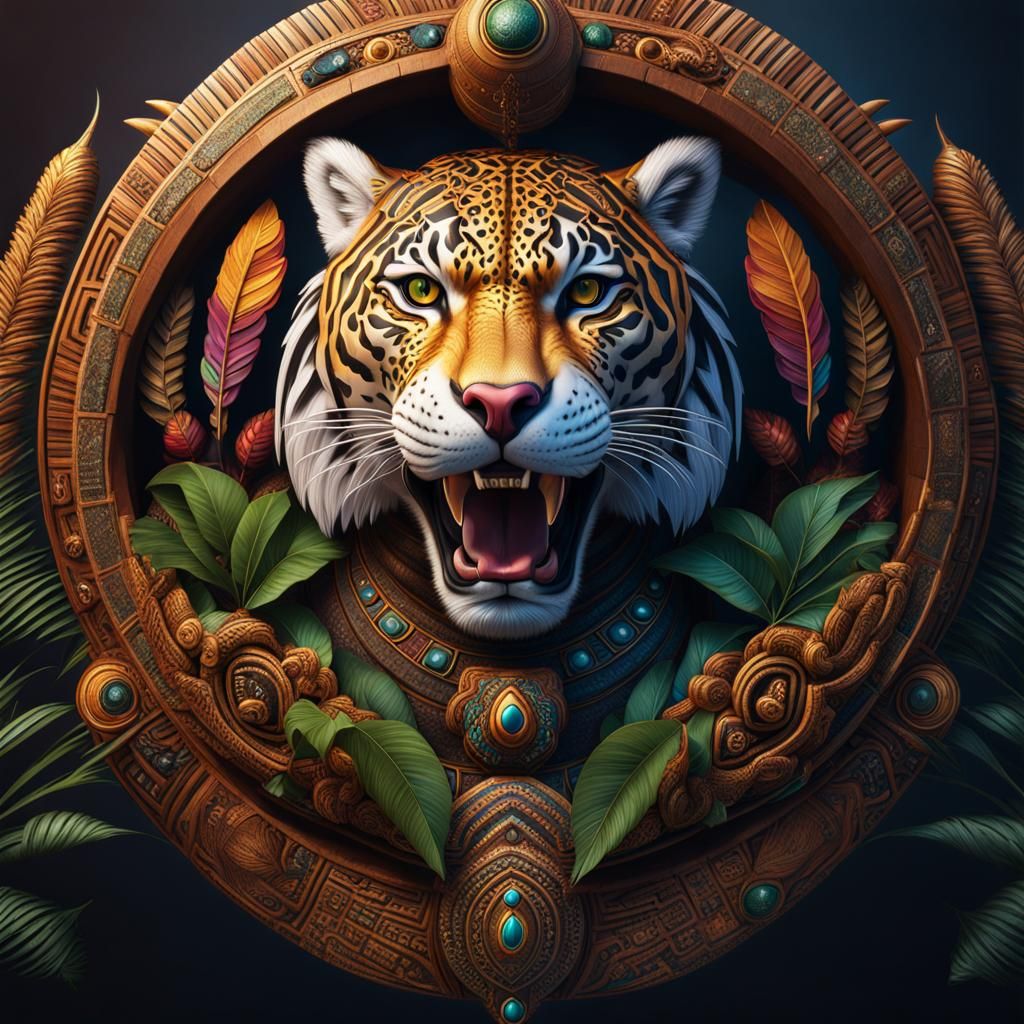 Incan Ayahuasca Totem of Jaguar, Tiger, Eagle