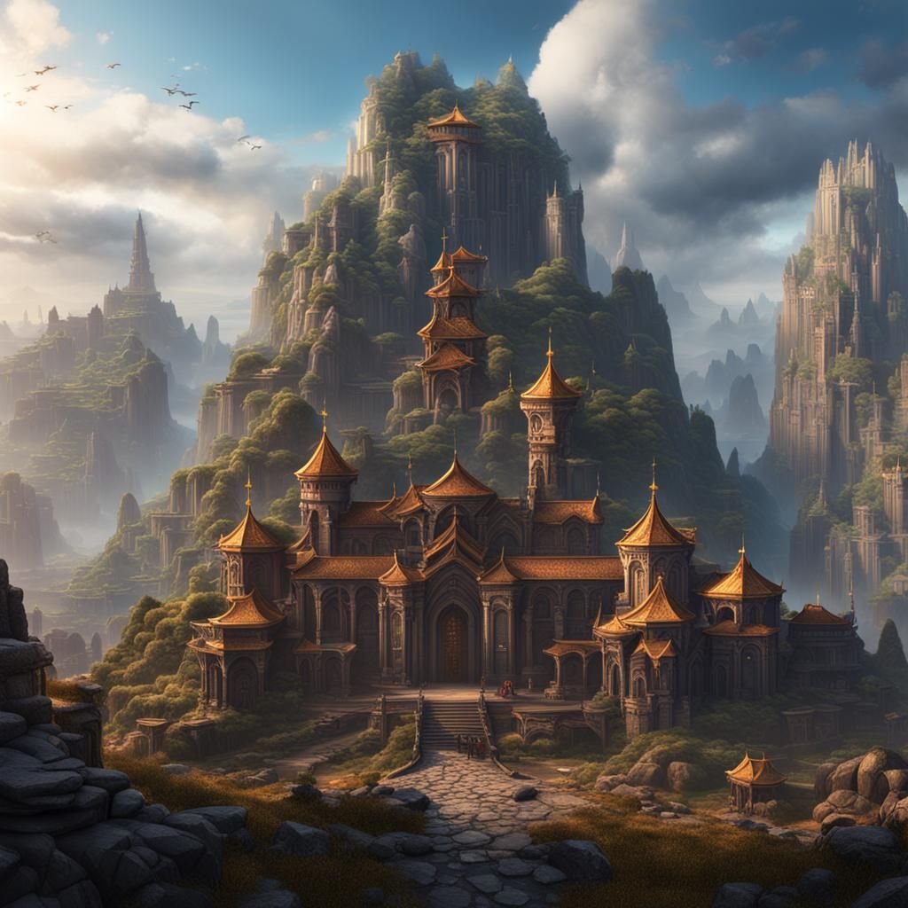 Majestic Mountain City Concept Art