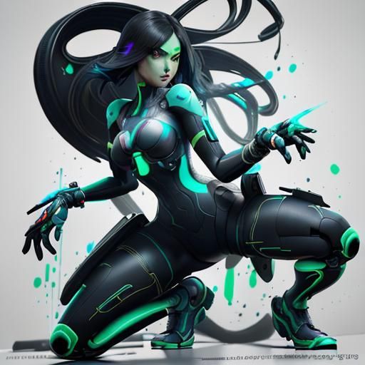 Nintendo Switch Girl in Cyberpunk Anime Style