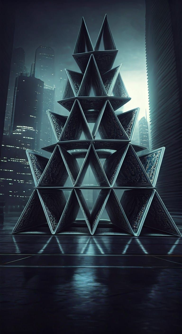 Dystopian Skyscraper Constructed From Playing Cards