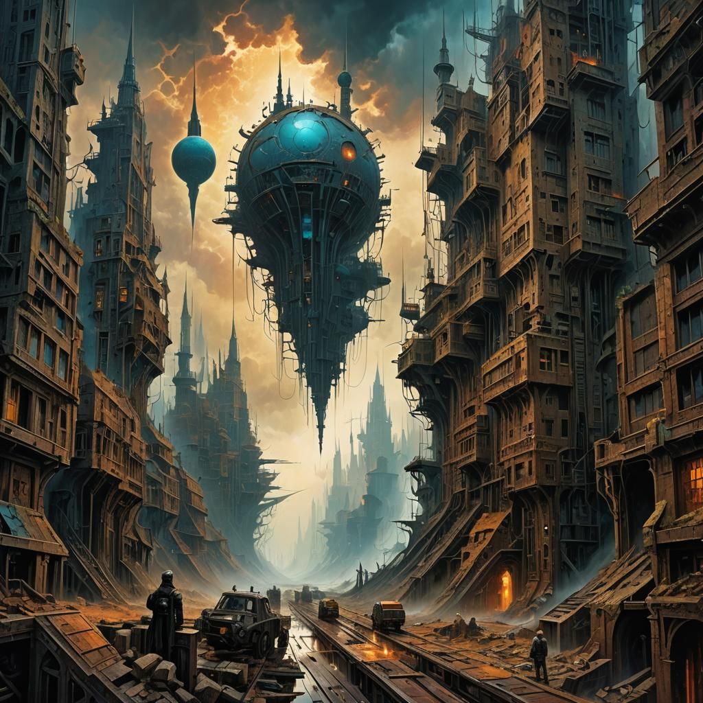 Futuristic Dystopian Sci-Fi Masterpiece in 3D Shading