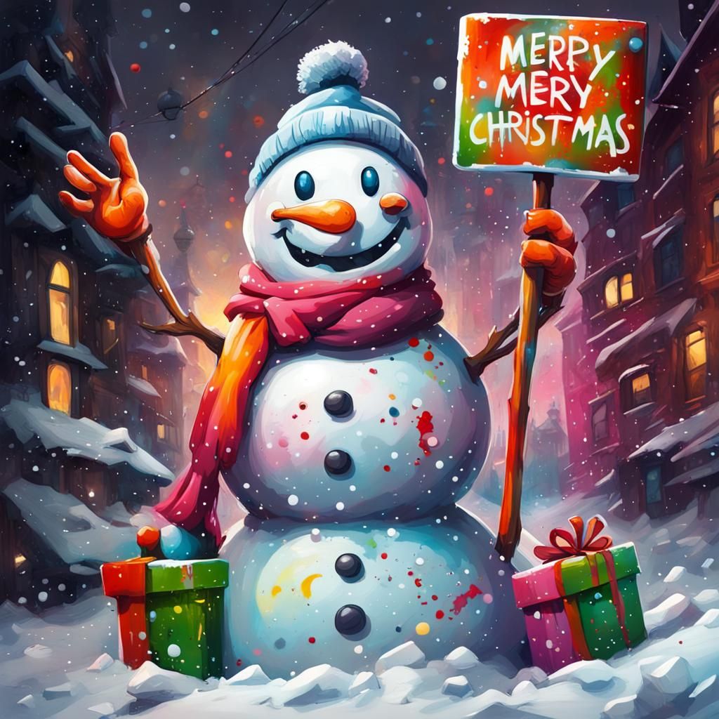 Festive Snowman Graffiti Art for Christmas