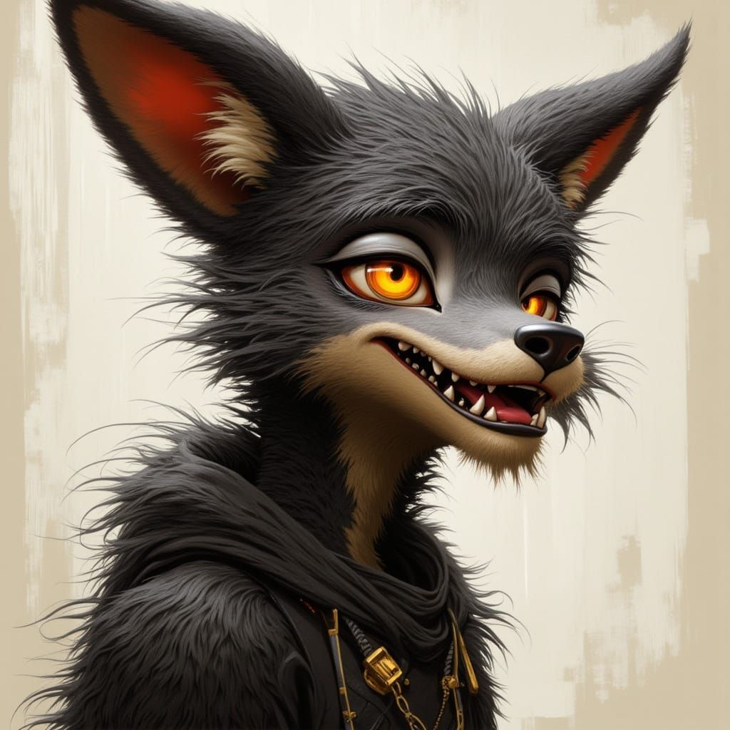 Cyberpunk Fox-Like Humanoid in a Gritty Urban Landscape