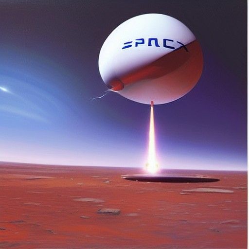 SpaceX Starship Landing on Mars as Oil Painting