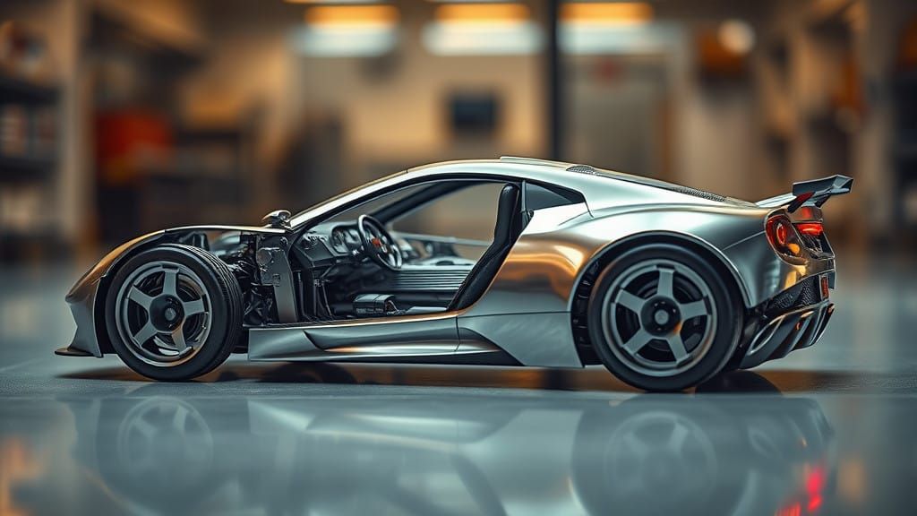 Futuristic Sport Car in High-Tech Dissection