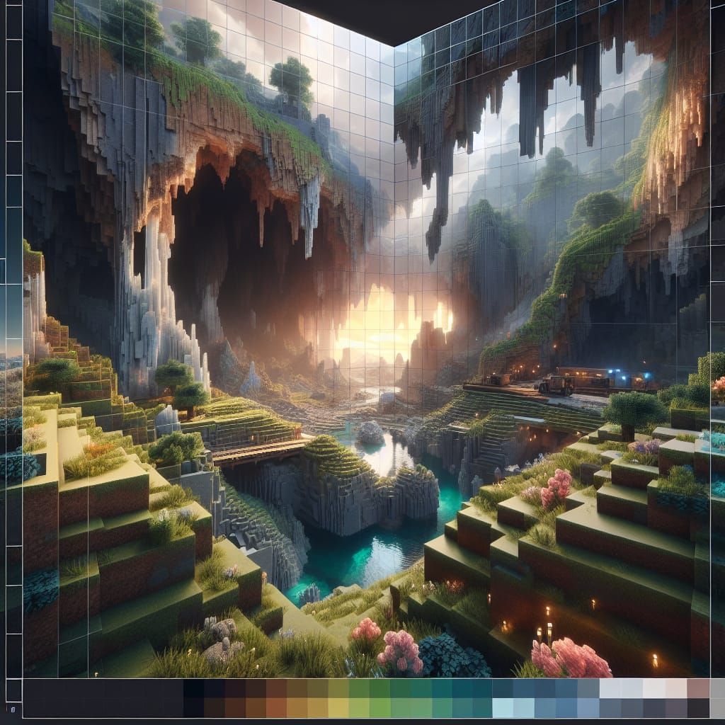 Minecraft Cave Landscape as Digital Matte Painting