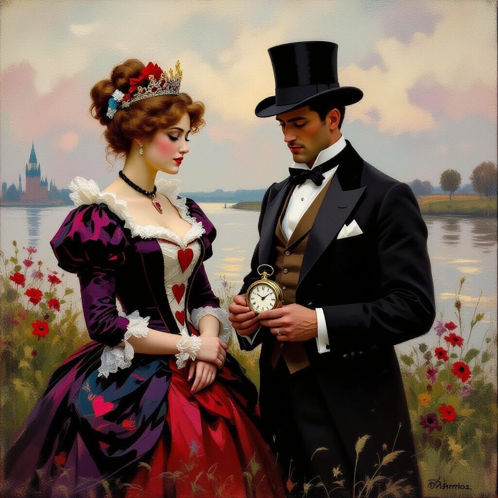 Impressionist Playing Cards: King, Queen, and Jack of Hearts