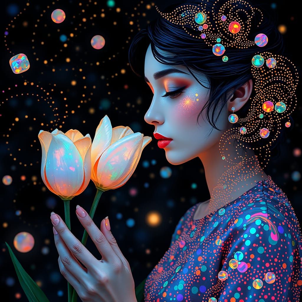 Ethereal Opal Dreamscapes: Whimsical Goddess of Vibrant Patt...