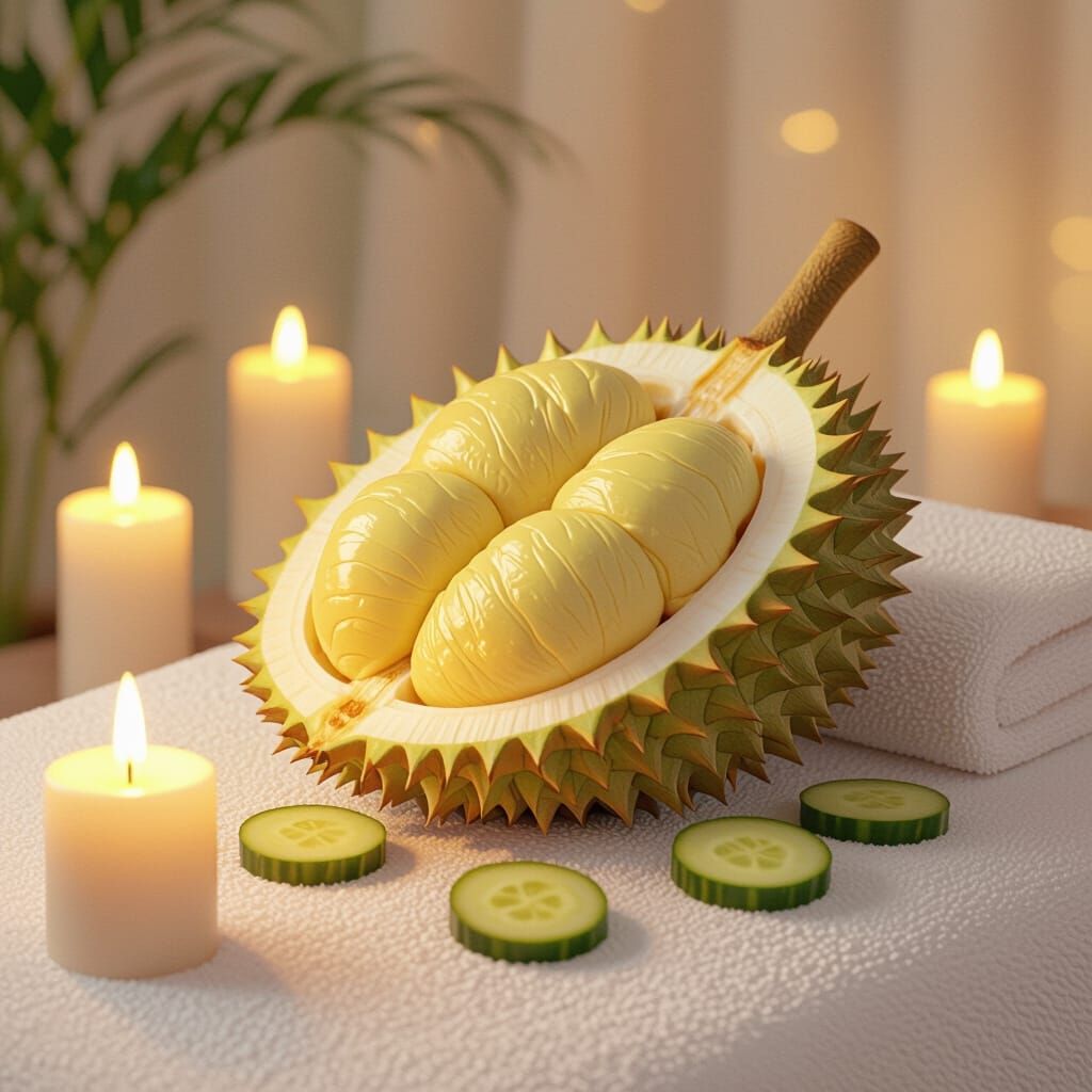 Durian Enjoys Spa Day With Candles and Cucumbers