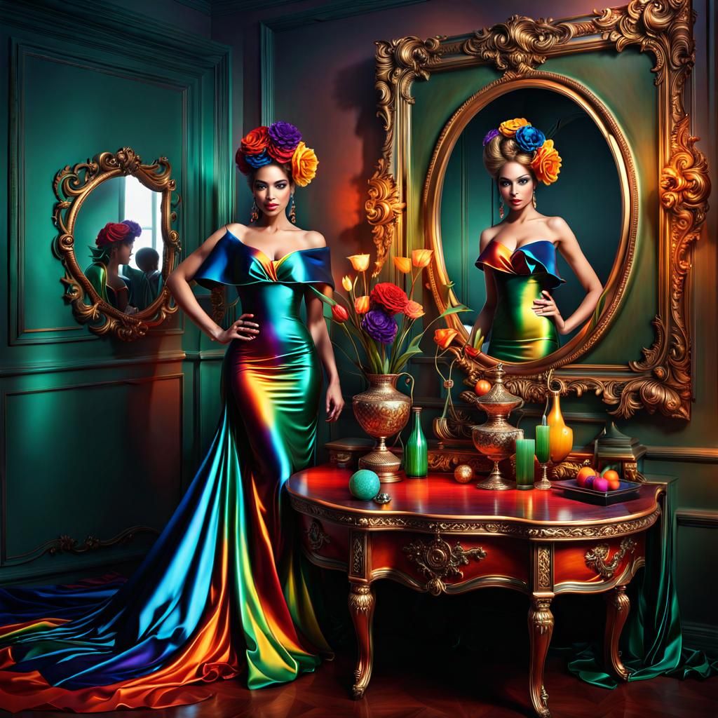 Extravagant Ladies in a Surreal Landscape