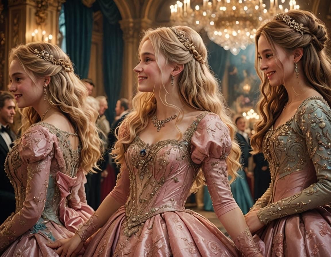 Princesses in Ballgowns at a Fancy Ball