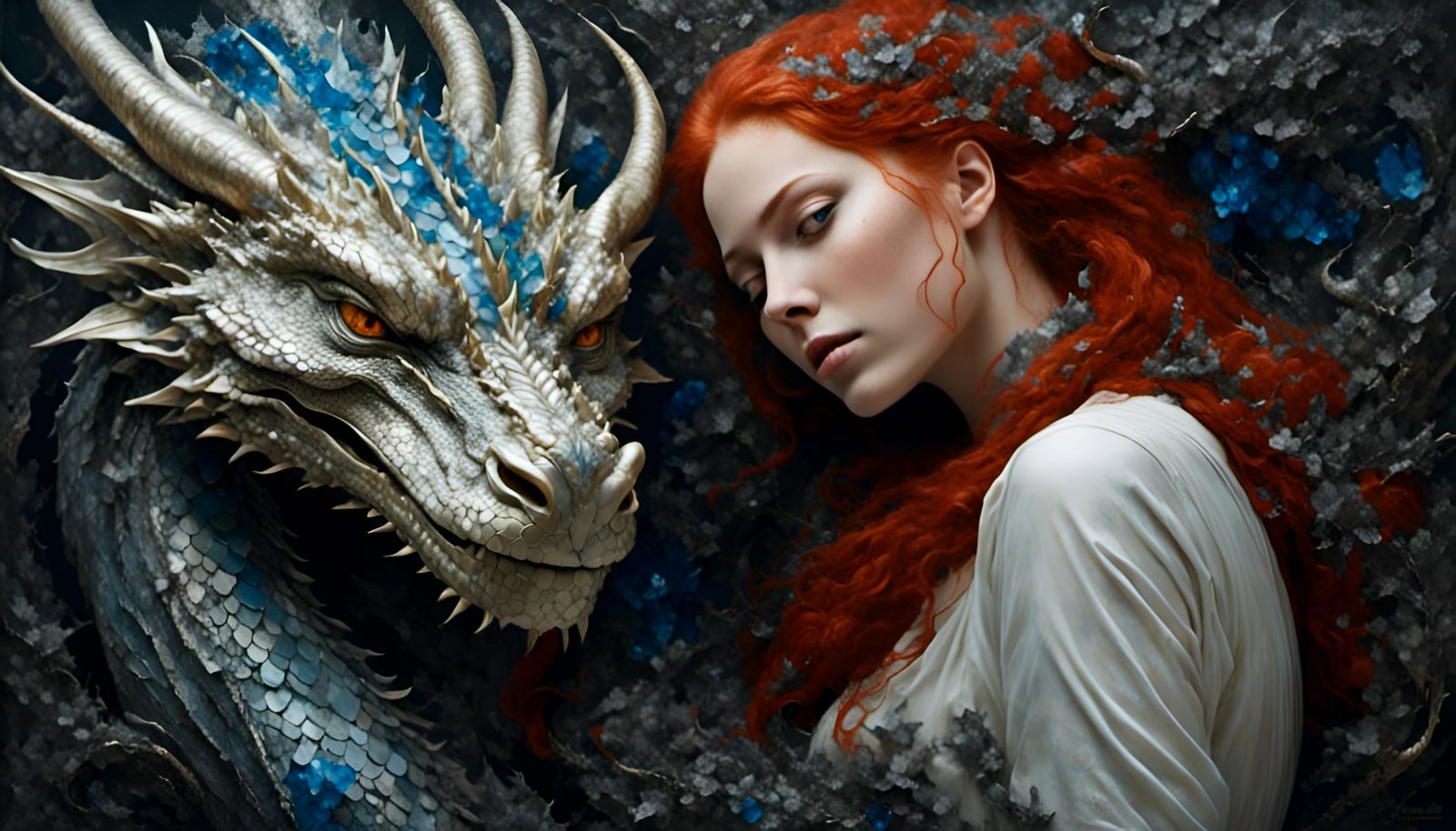 Red Haired Lady with Dragon, in Barlowe Style