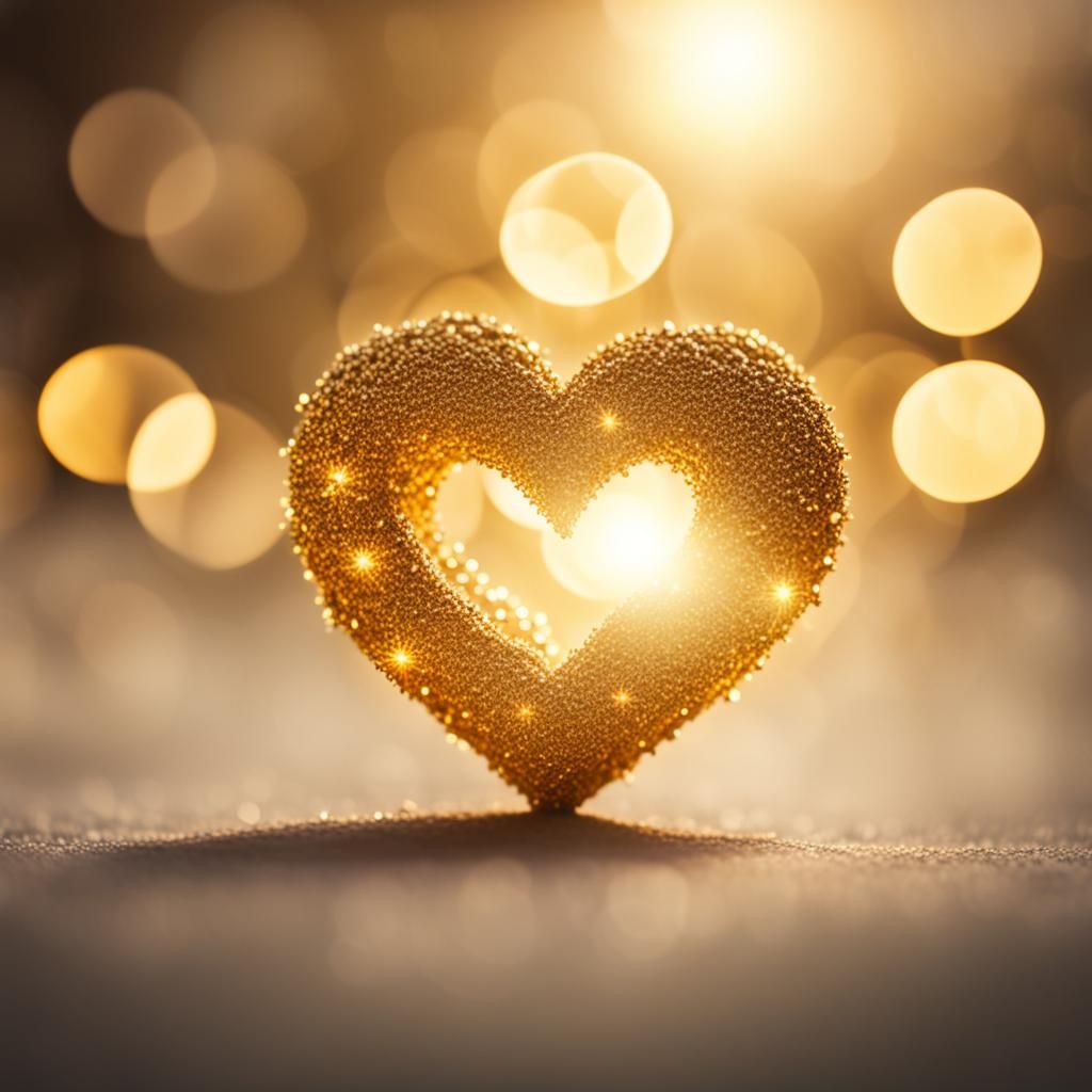 Glowing Golden Heart Shape in Soft Focus