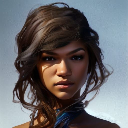 Zendaya Portrait in Artgerm and Mucha Style