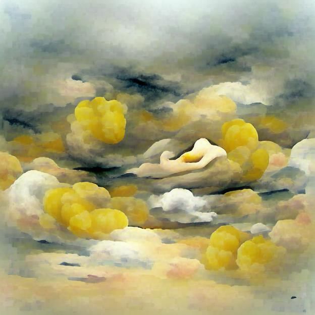 Pale Yellow Overcast Sky with Clouds