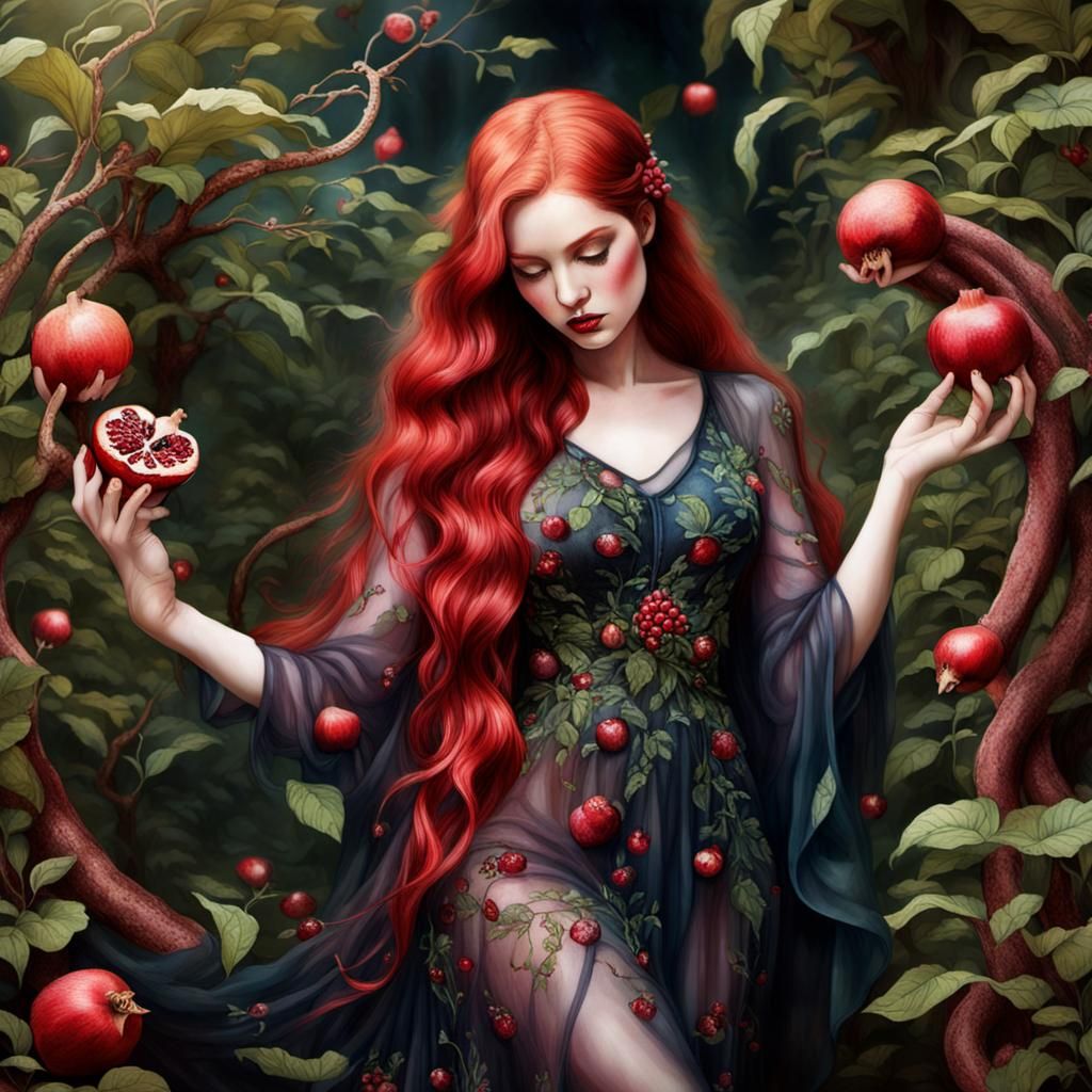 Lilith in a Fantasy Garden with Snakes