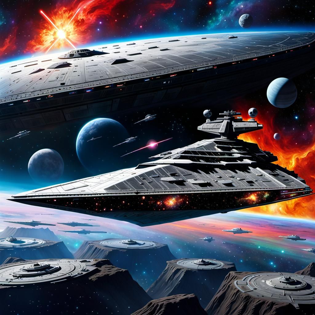 A Super Star Destroyer gets out classed by an Imperial Colossal Saucer